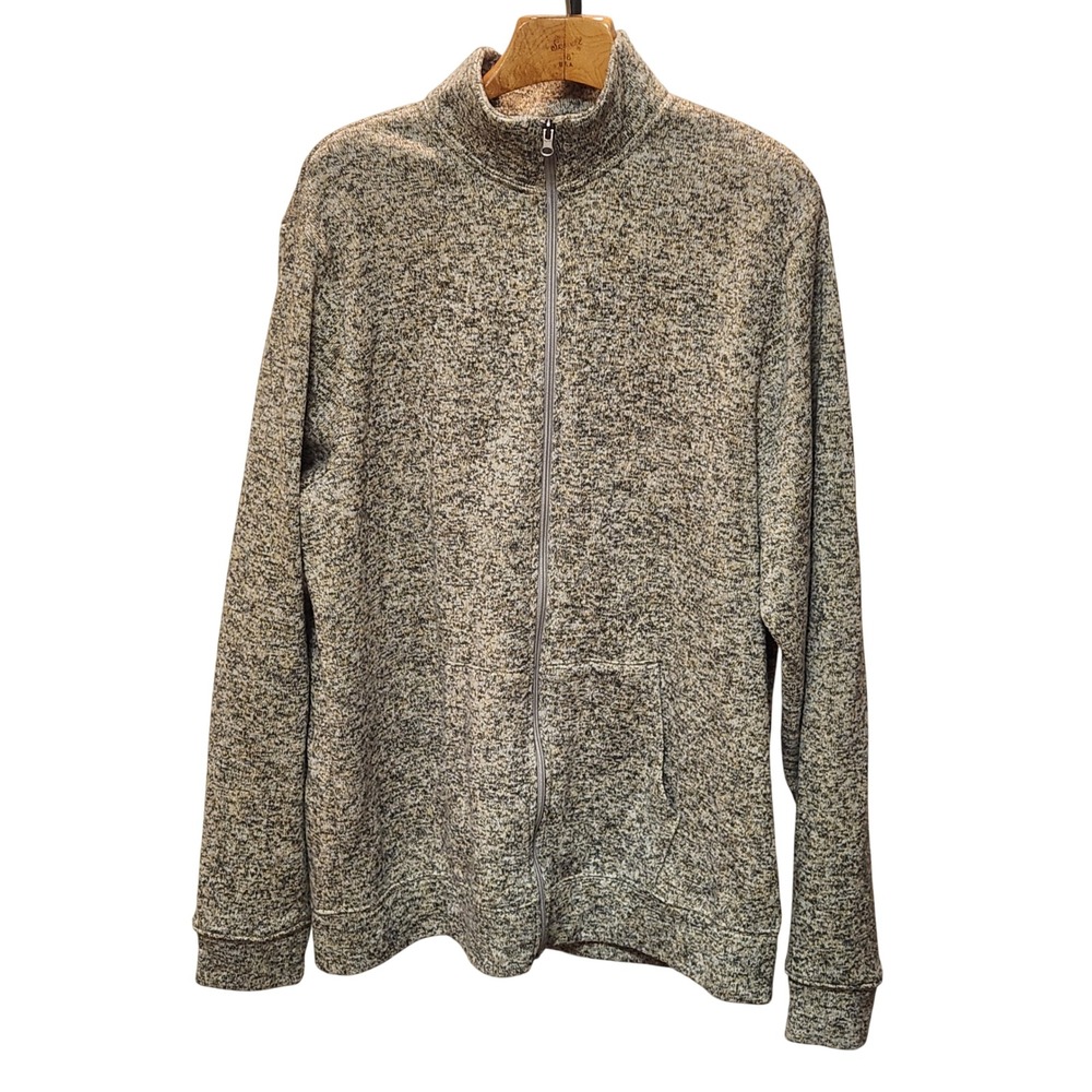 Old Navy Speckled Fleece Zip Up Jacket XXL Tall‎ Men Green Tan Casual Outerwear